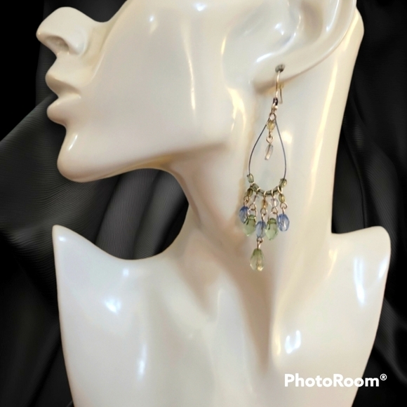 3/$30 HANDMADE 90s Teardrop Chandalier Dangle Hook Great Gatsby Earrings - Picture 1 of 6
